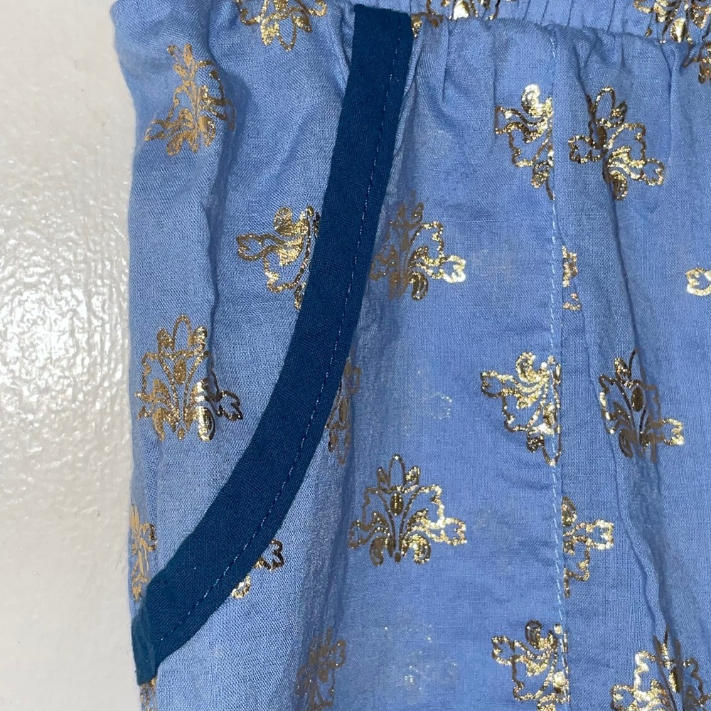 Disney Pajama Pants Women's Medium Blue Gold Damask Print Lounge Sleepwear - Picture 12 of 13